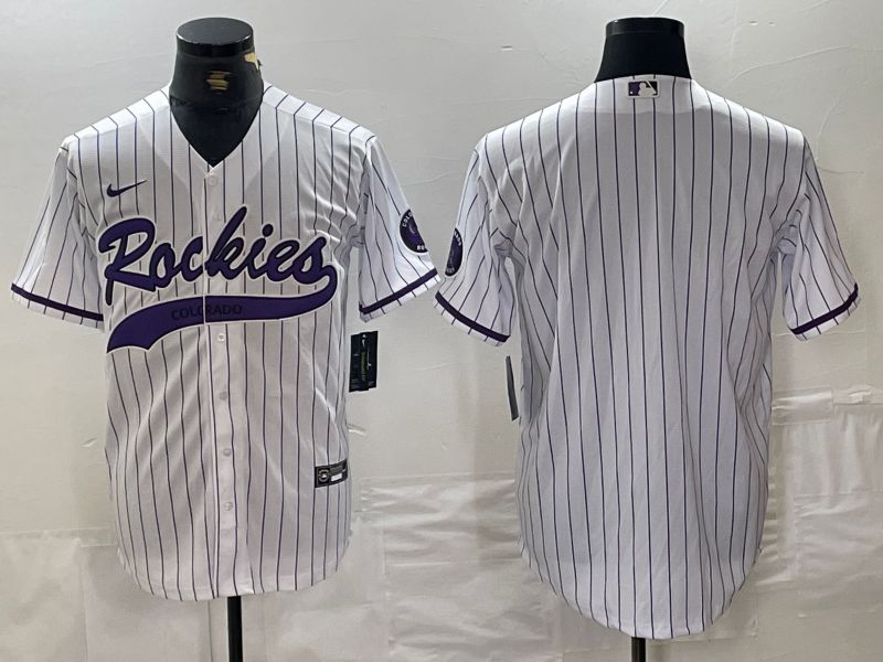 Men Colorado Rockies Blank White Stripe Joint name Nike 2024 MLB Jersey style 1->->MLB Jersey